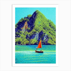 Palawan Island Malaysia Pointillism Style Tropical Destination Art Print