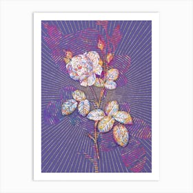 Geometric White Misty Rose Mosaic Botanical Art on Veri Peri Art Print