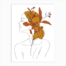 Portrait Of A Woman With Flowers 6 Art Print