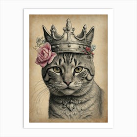 Kitty In A Crown Art Print