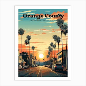 Orange County California United States Sunset Modern Travel Art Art Print