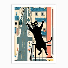 Cat On Balcony Art Print