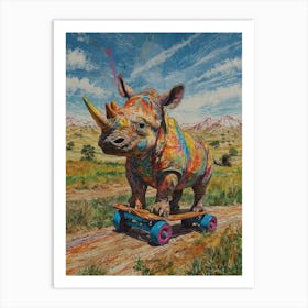 Rhino On Skateboard 1 Art Print