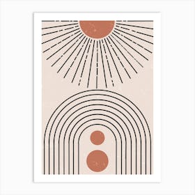 Minimalist Design Abstract Sun Rays Concentric Arches Art Print