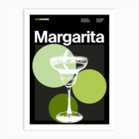 Mid Century Dark Margarita Cocktail Art Print