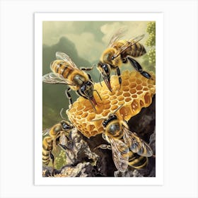 Leafcutter Bee Storybook Illustration 12 Art Print