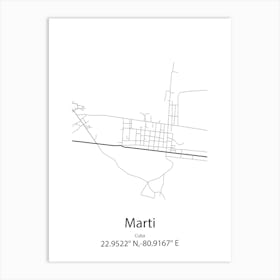 Marti,Cuba Minimalist Map Art Print