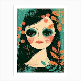 Girl With Leaves 4 Art Print