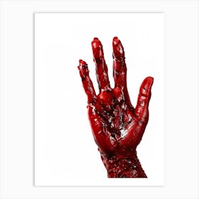 Creepy Textured Bloody Handprint Detailed With High Contrast Shadows Implying A Three Dimensional (5) Art Print