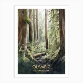 Olympic National Park Watercolour Vintage Travel Poster 4 Art Print