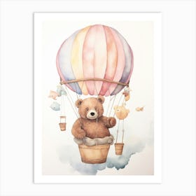 Baby Bear 2 In A Hot Air Balloon Art Print