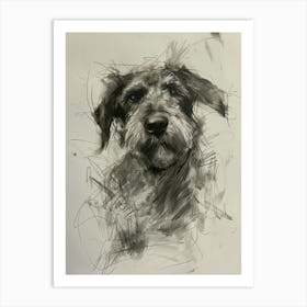 Otterhound Dog Charcoal Line 3 Art Print