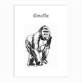 B&W Gorilla 2 Poster Art Print
