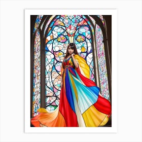 Girl In A Colorful Dress Art Print