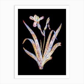 Stained Glass Hungarian Iris Mosaic Botanical Illustration on Black n.0288 Art Print