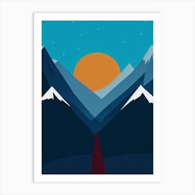 Val D'Isère, France Modern Illustration Skiing Poster Art Print