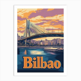 Aihrgdesign A Retro Travel Poster For Bilbao Featuring The Ma 6e8f8f13 6e40 4b20 A3e5 3c7debb8cf15 0 Art Print