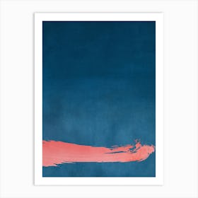 Minimal Landscape Pink And Navy Blue 03 Art Print