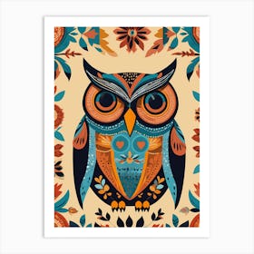 Owl Folk Art, 1374 Art Print