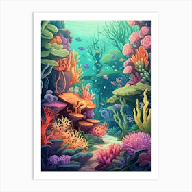 Coral Reef Cartoon 4 Art Print