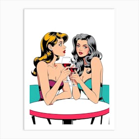 Two Women Drinking Wine Art Print