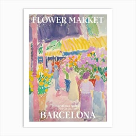 Vintage Flower Market Painting Barcelona 3 Art Print