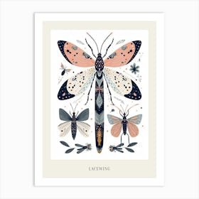 Colourful Insect Illustration Lacewing 10 Poster Art Print