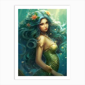 Green Mermaid 1 Art Print