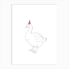 Goose In Party Hat Art Print