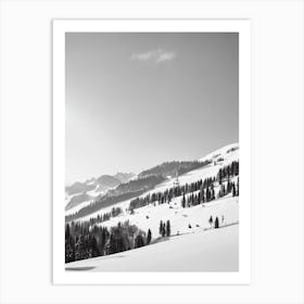 Mayrhofen, Austria Black And White Skiing Poster Art Print