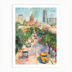 Storybook Illustration South Congress Avenue Austin Texas 3 Art Print