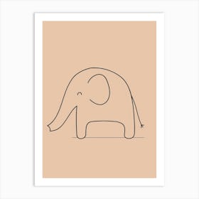 Cute Elephant Drawing - Boho, Line Art 1 Art Print