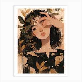 Girl With Leaves 1 Art Print