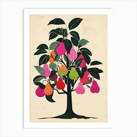 Pear Tree Colourful Illustration 3 Art Print