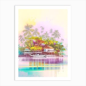 Mactan Island Philippines Watercolour Pastel Tropical Destination Art Print