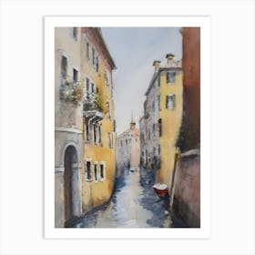 Acquerello paesaggio urbano italiano, con grandi contrasti di colori caldi e freddi Art Print