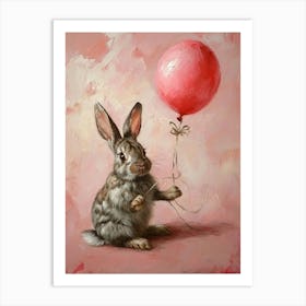 Cute Rabbit 7 With Balloon Art Print