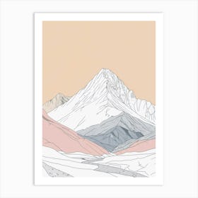 Mount Olympus Macedonia Color Line Drawing (7) Art Print