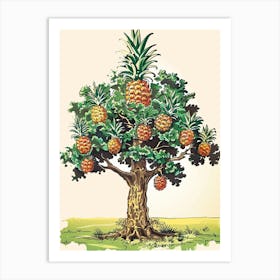 Pineapple Tree Storybook Illustration 1 Art Print