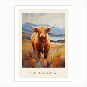 Colourful Impressionism Style Painting Of A Highland Cow Poster 3 Art Print