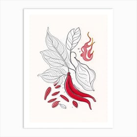 Cayenne Pepper Spices And Herbs Minimal Line Drawing 2 Art Print