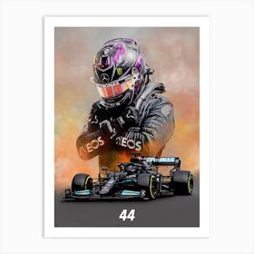 Lewis Hamilton Mercedes F1 Formula 1 Car Poster Art Print