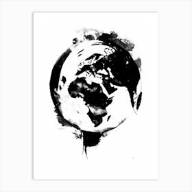 World Globe Symbol Black And White Painting Art Print