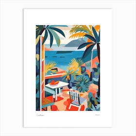 Santorini Greece Matisse Style 4 Watercolour Travel Poster Art Print