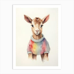 Baby Animal Watercolour Goat 2 Art Print