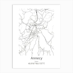 Annecy,France Minimalist Map Art Print