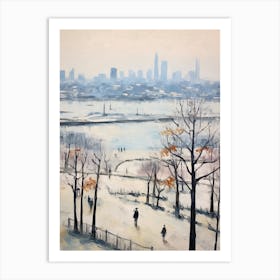 Winter City Park Painting Odaiba Seaside Park Tokyo 1 Art Print
