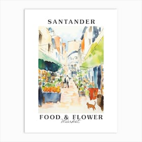 Food Market With Cats In Santander 2 Poster Art Print