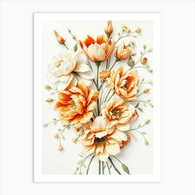 Bouquet Of Orange And White Flowers Art Print