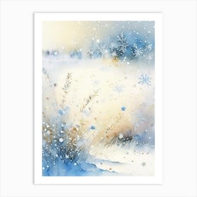 Snowflakes On A Field, Snowflakes, Storybook Watercolours 4 Art Print